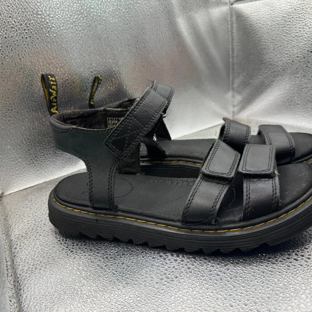 Size M6 L7 Dr. Martens Klaire Youth Black Leather Ankle‎ Strap Soft Wair Sandals